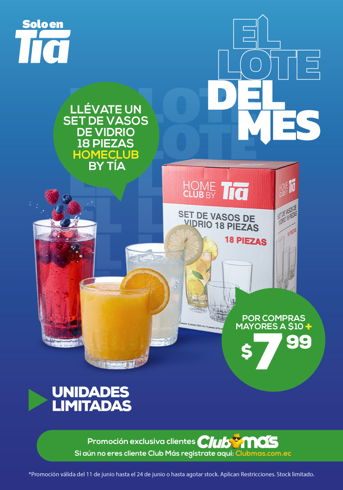 LOTE DEL MES- SET DE VASOS DE VIDRIO